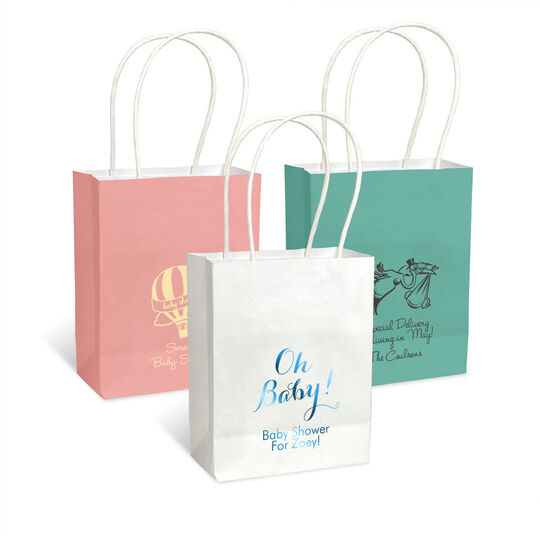 Personalized Mini Twisted Handled Bags for Baby Showers